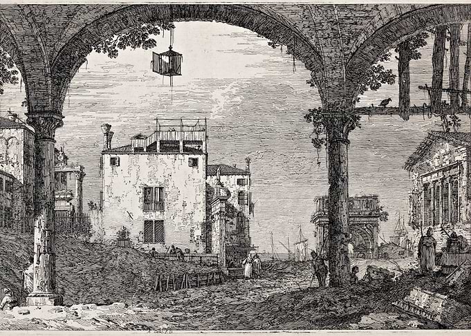 Architectural Etching of a Cityscape