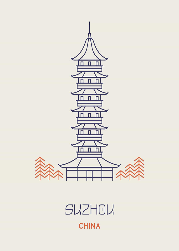 Suzhou China Minimalist Line Art