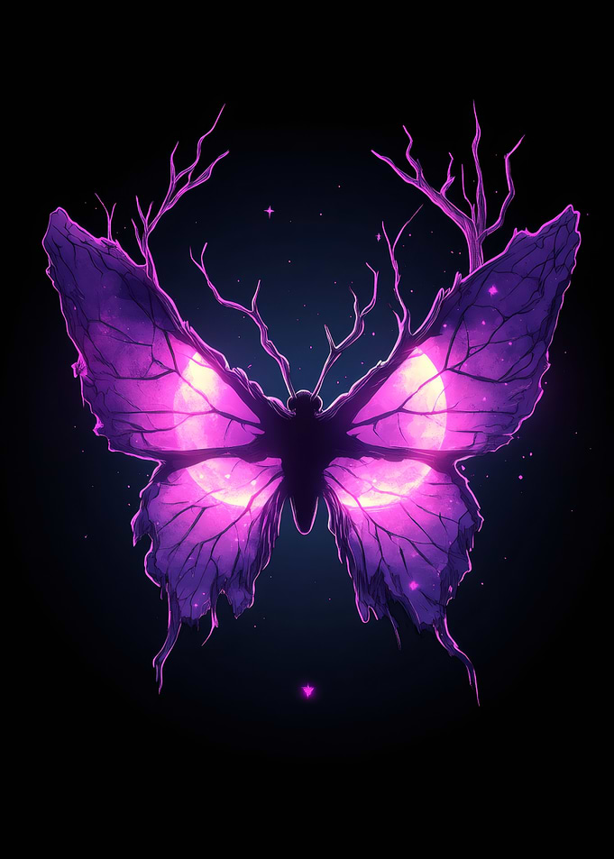 Purple Butterfly with Tree Antlers