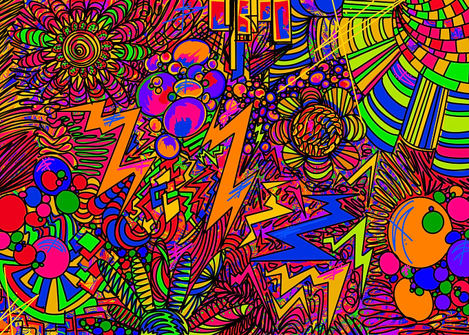 Vibrant Abstract Geometric Floral Pattern with lightning