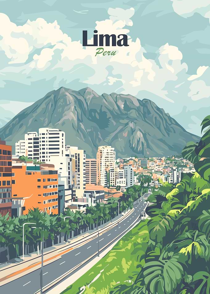 Lima Peru Travel Poster