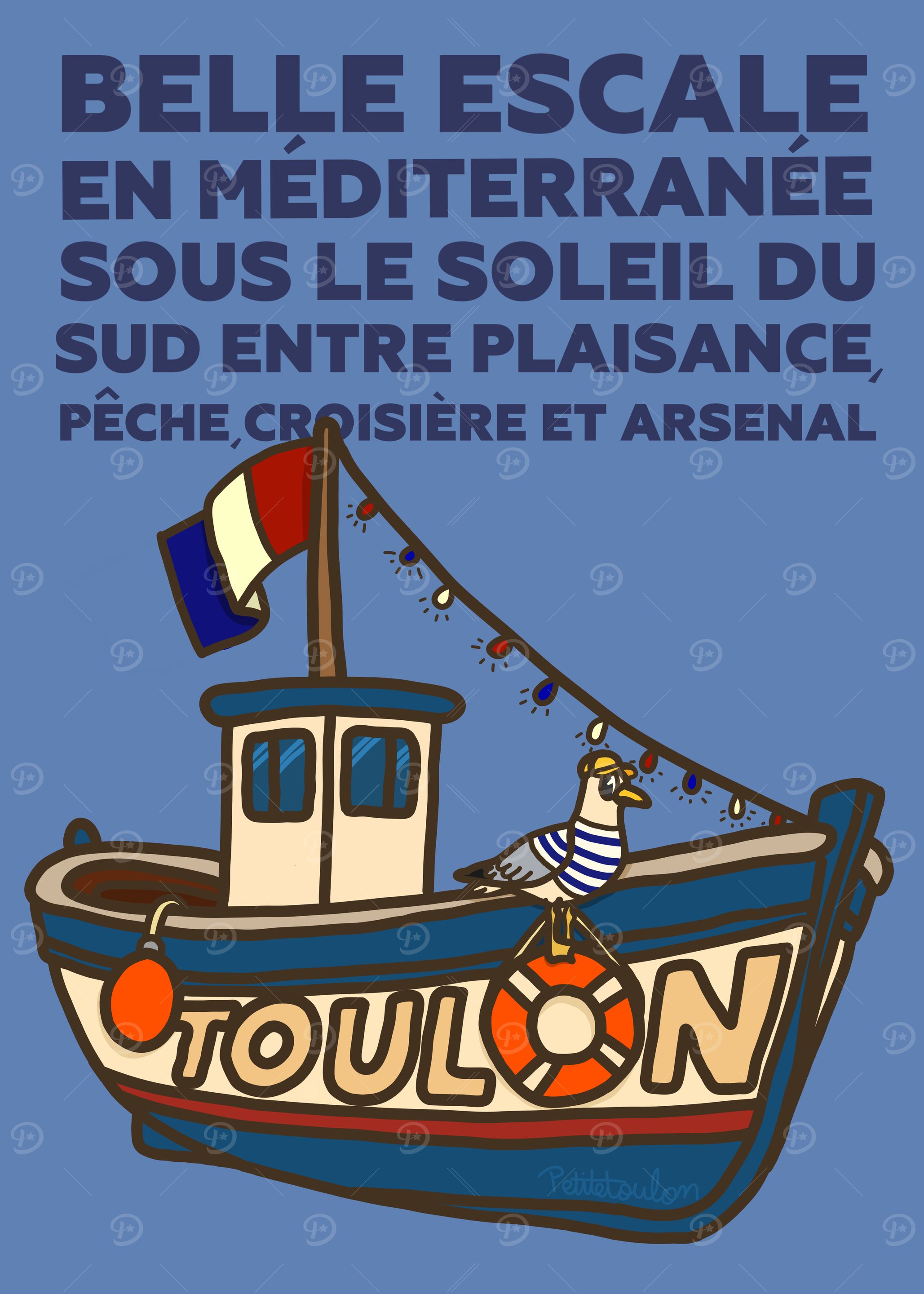 Toulon FIsherMan Boat Illustration