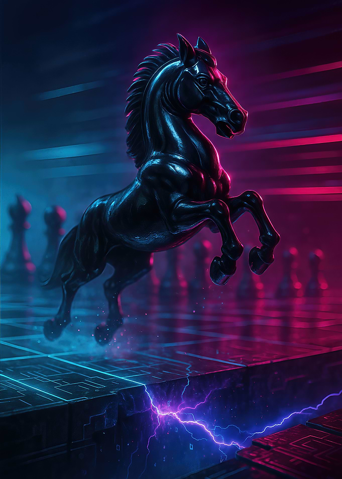 Chess: Cyber‑Noir Knight’s Leap