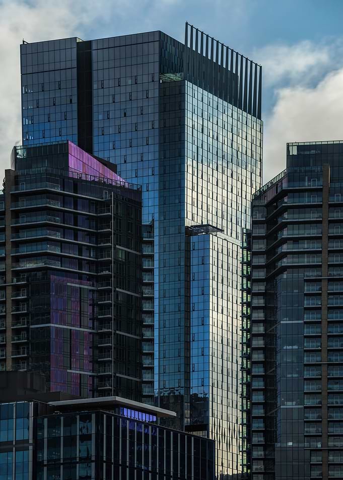 Modern Cityscape with Glass Skyscrapers