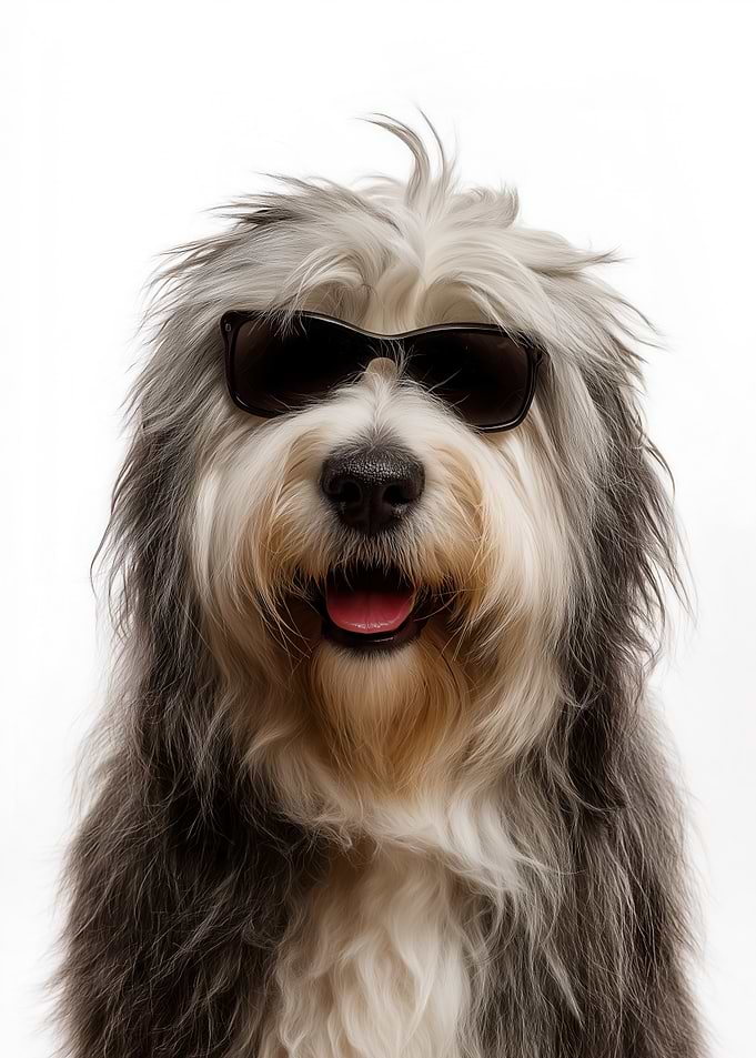 Cool Polish Lowland Sheepdog with Sunglasses Portrait