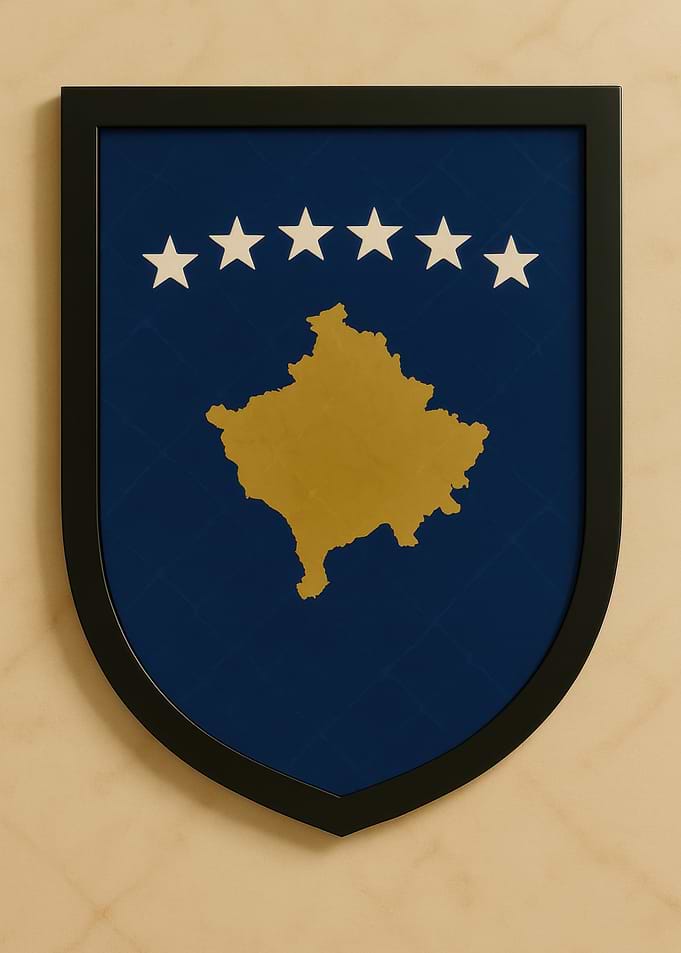 Kosovo Flag Shield - Marble look