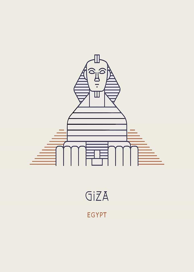 Minimalist Giza Sphinx Egypt Illustration