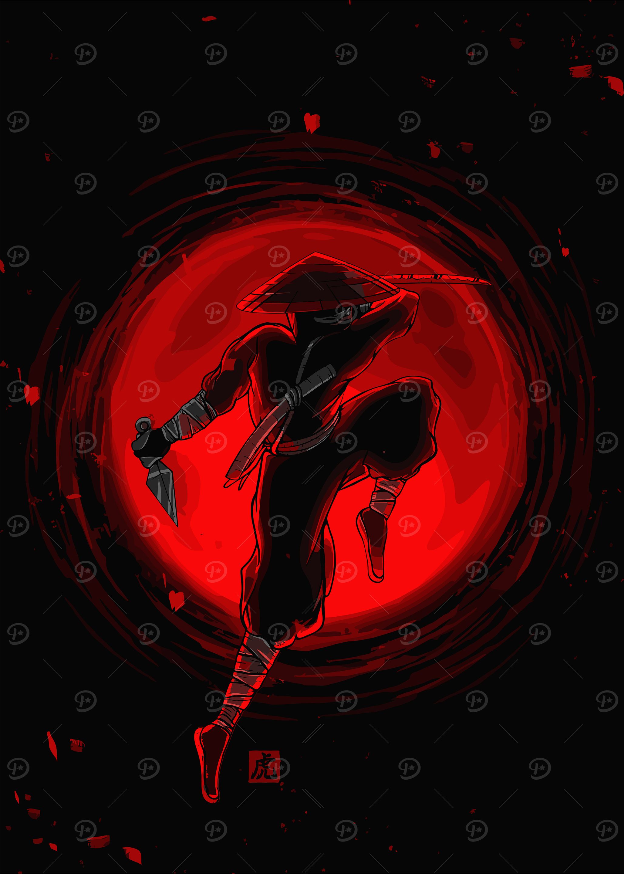 Ninja Warrior in Red and Black
