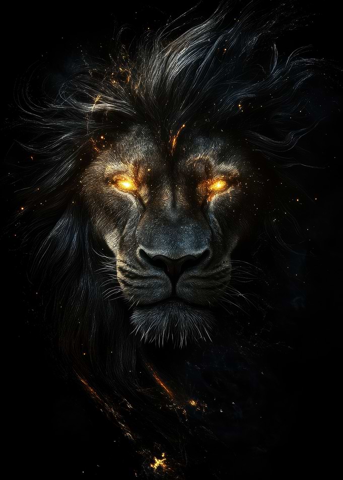 Lion with Glowing Eyes