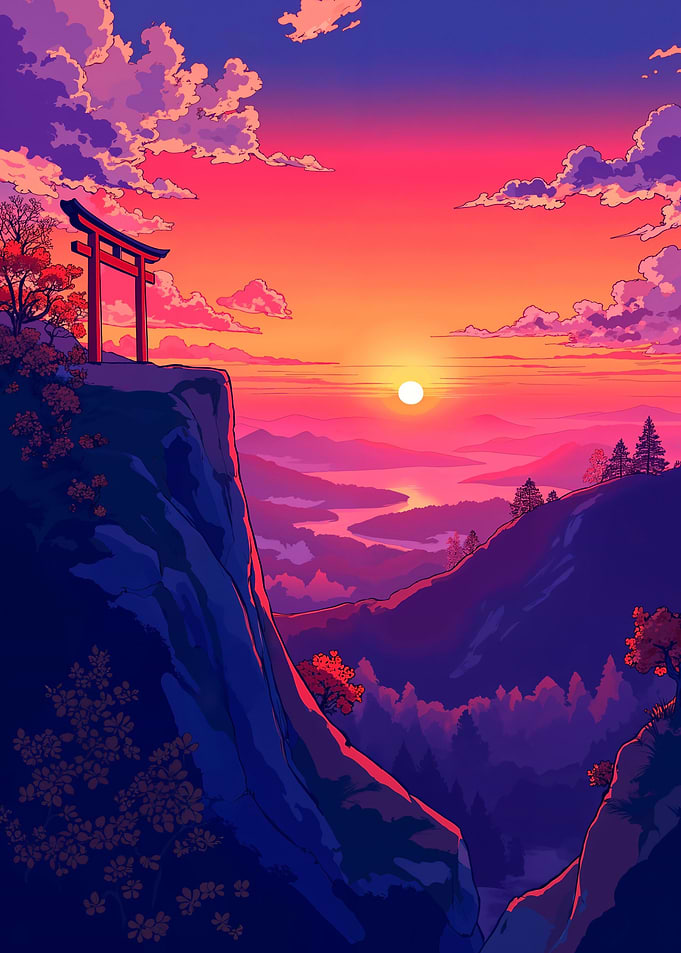 Torii Gate Sunset Landscape
