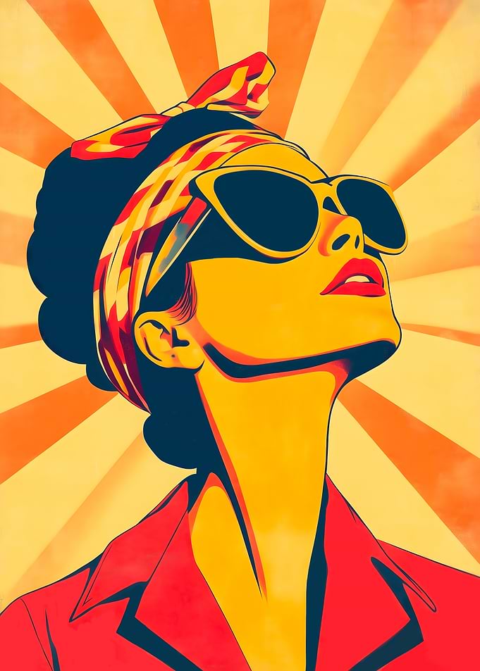 Retro Woman with Sunglasses and Bandana