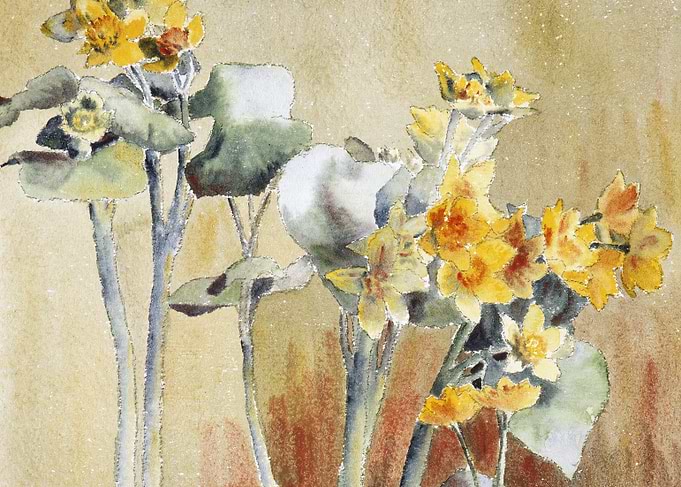 Watercolor Painting of Yellow Flowers