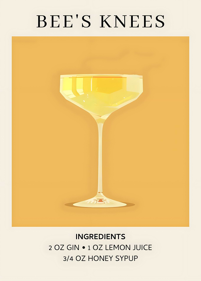 Bee's Knees Cocktail Recipe Illustration