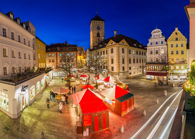 Night Market in European City Square