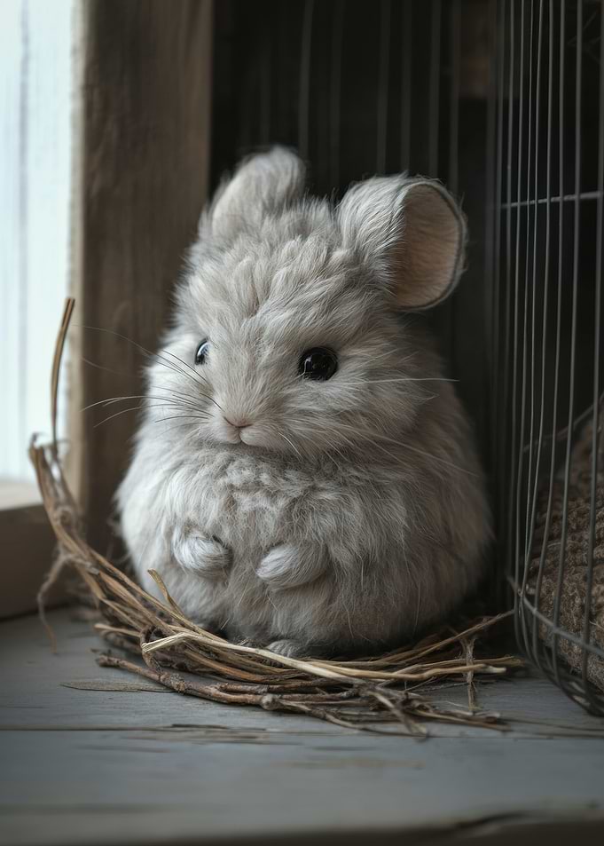 Cute Gray Chinchilla Portrait