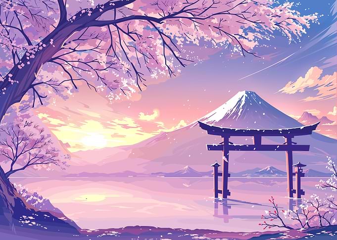 Mount Fuji Cherry Blossom Landscape