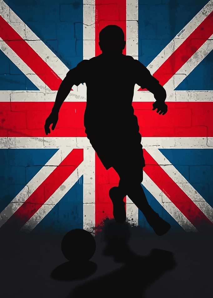 Footballer Silhouette with United Kingdom Flag