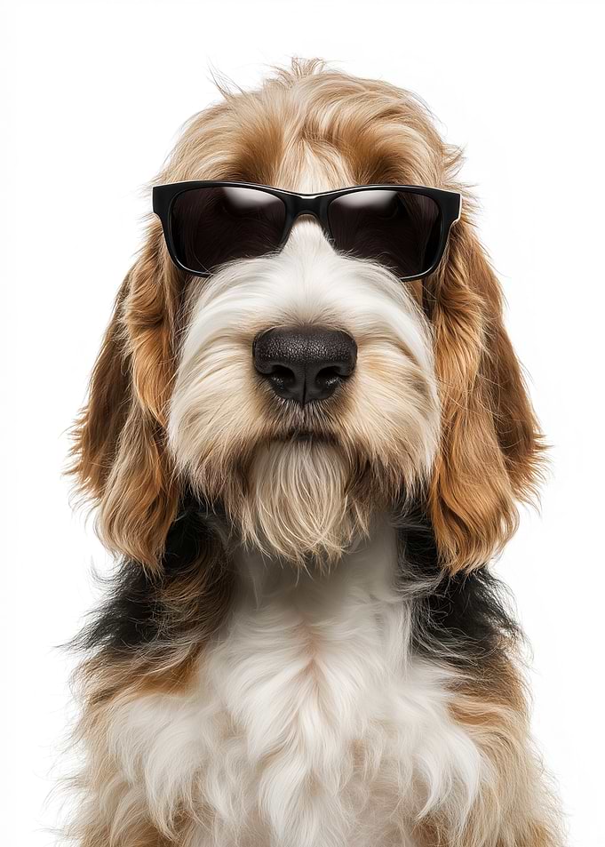 Cool Grand Basset Griffon Vendéen Dog with Sunglasses Portrait