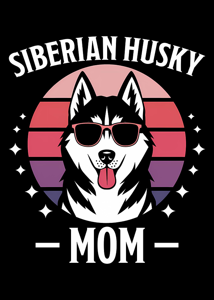 Siberian Husky Mom with Sunglasses