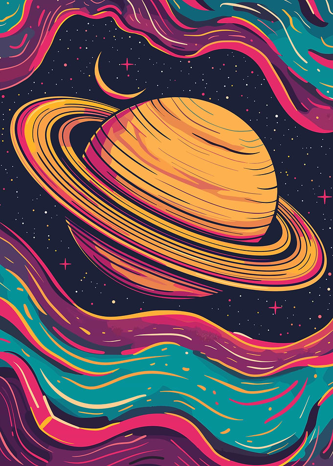Colorful Saturn Planet Illustration