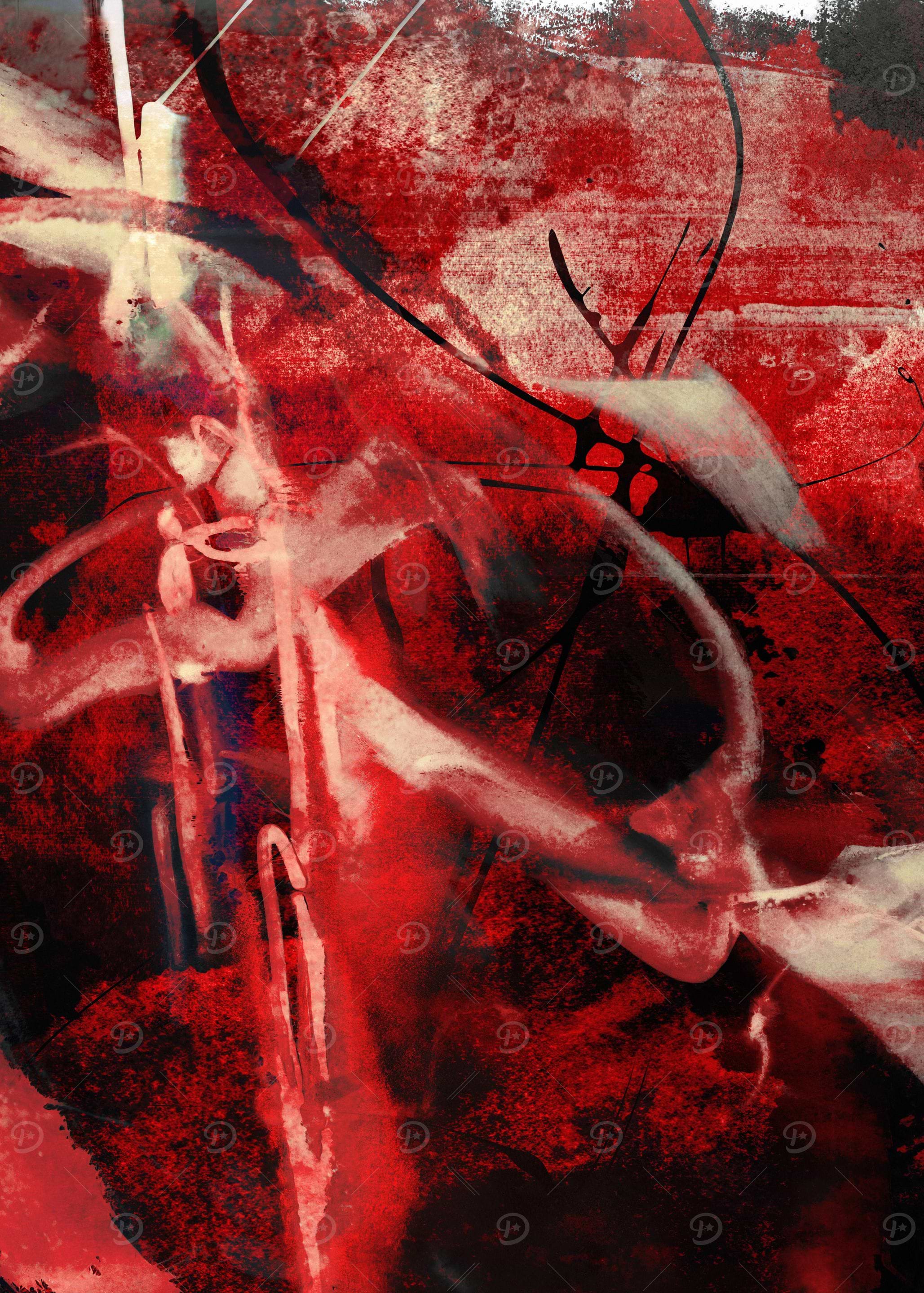 Abstract Red and Black Art