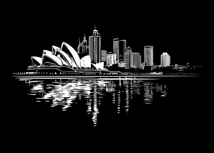 Sydney Opera House Skyline Reflection