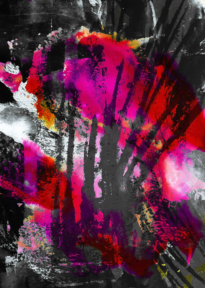 Abstract Expressionism with Red and Pink