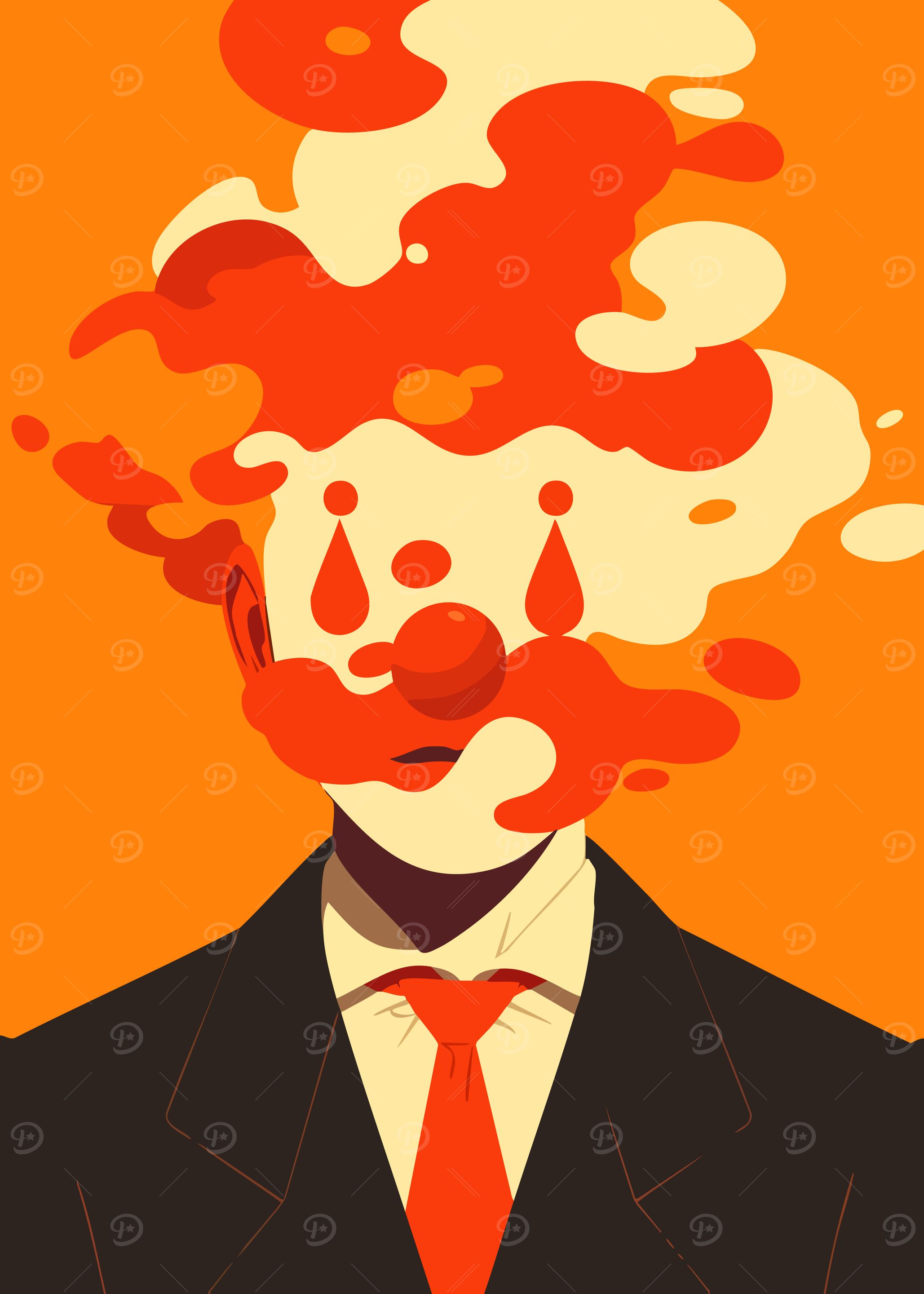 Abstract Clown in Suit Minimalist Art Illustratoin
