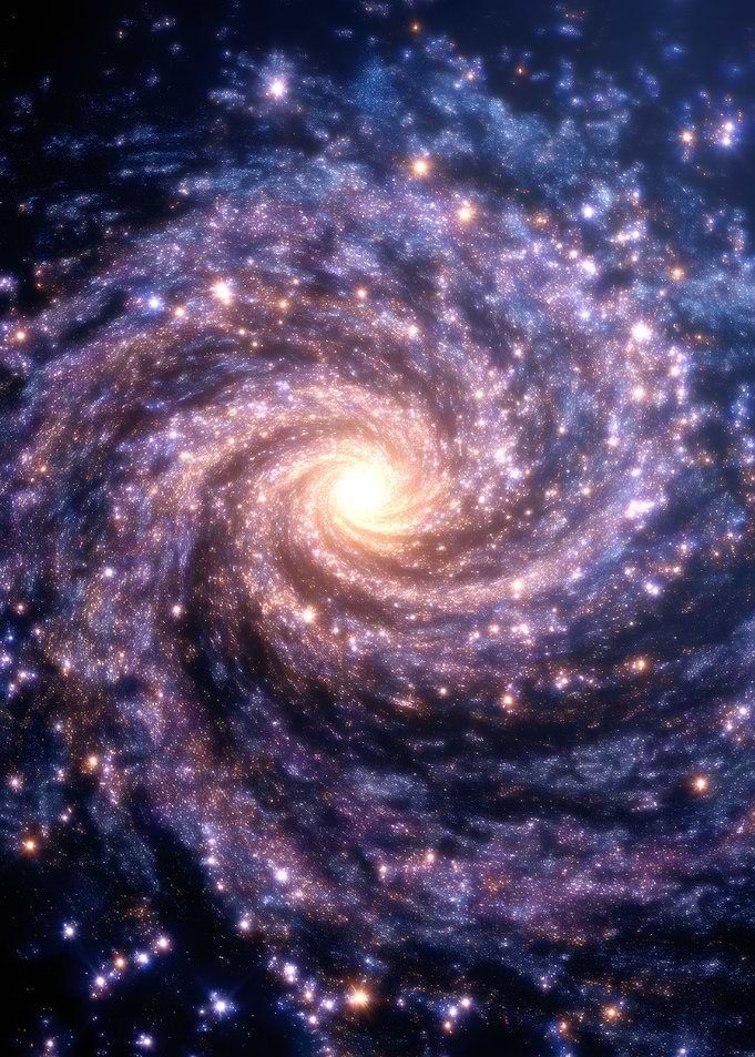 Swirling Galaxy with Stars and Light
