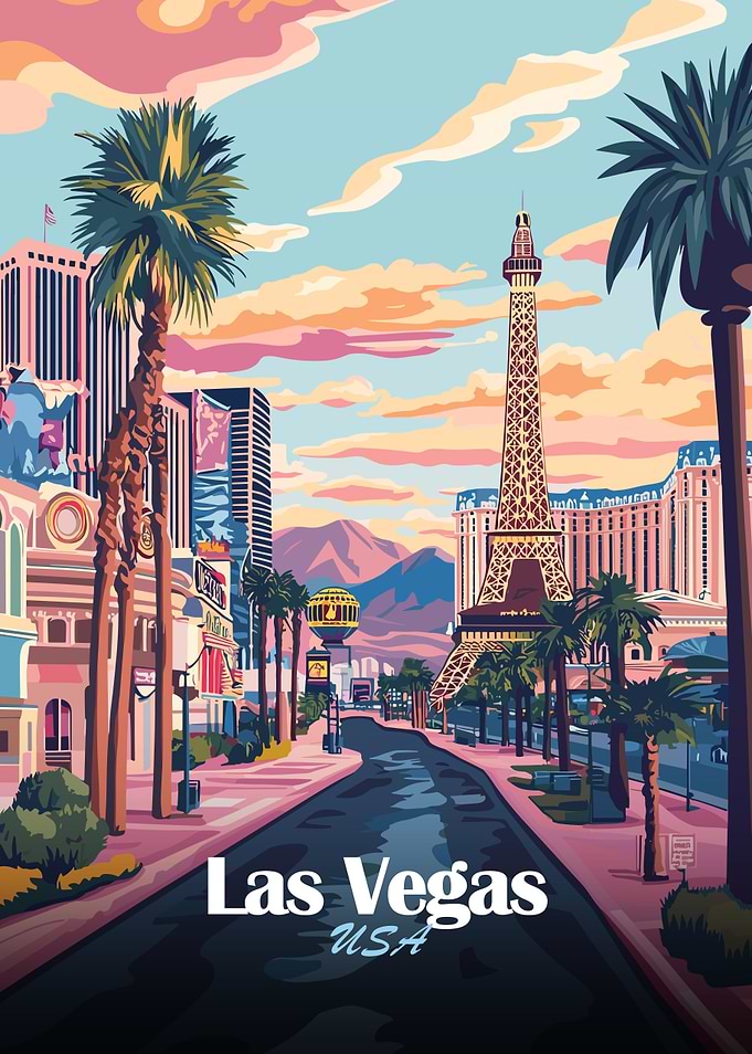 Las Vegas USA Travel Poster