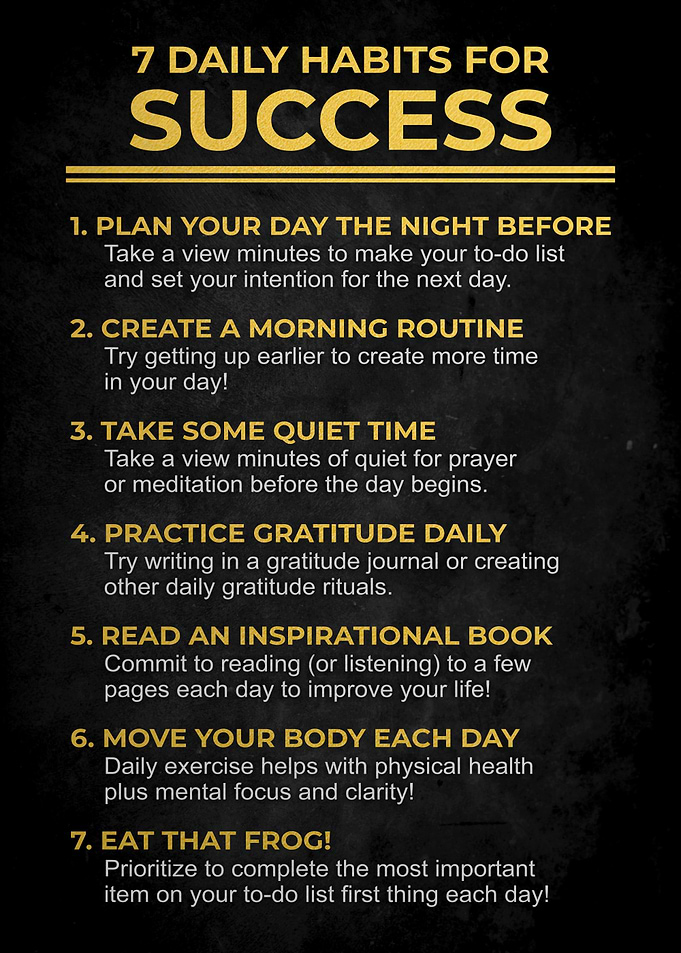 7 Daily Habits for Success gold in the dark
