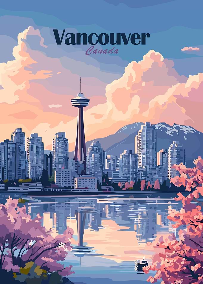 Vancouver Canada Cityscape Illustration