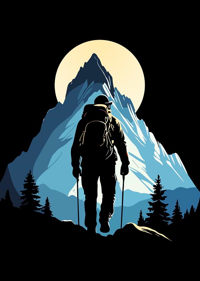 Mountain Hiker Silhouette