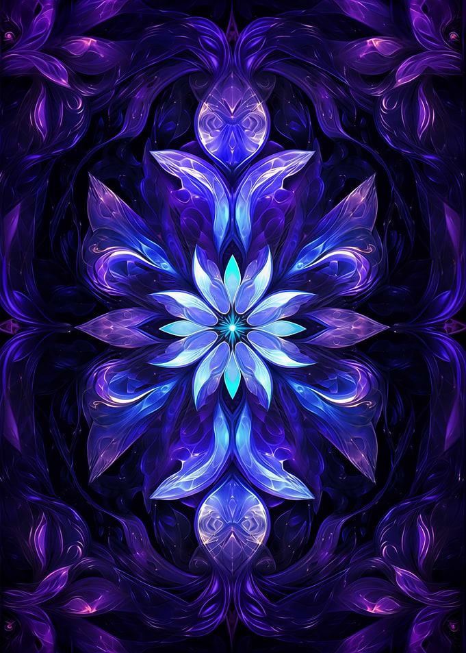 Abstract Floral Mandala in Blue and Purple