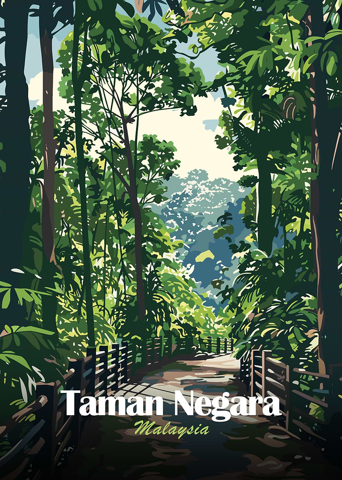 Taman Negara Malaysia Forest Illustration