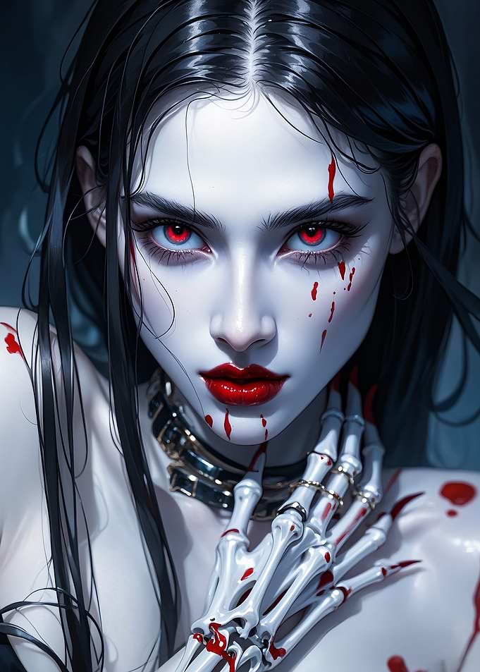 Vampire Woman with Bloody Hand