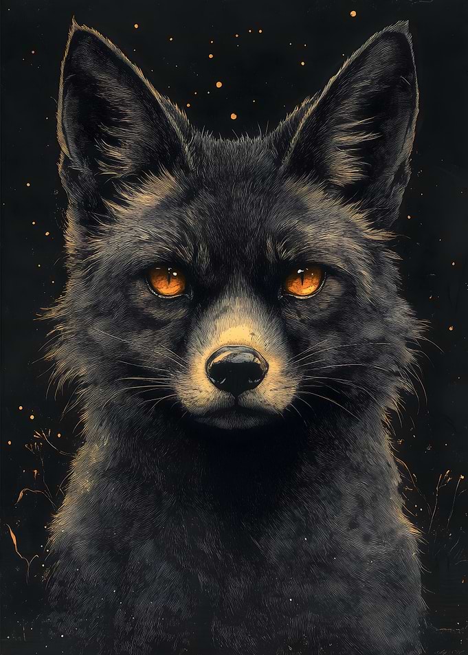 Fox Portrait with Golden Eyes Animal