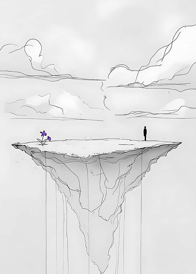 Floating Island with Figure and Flower