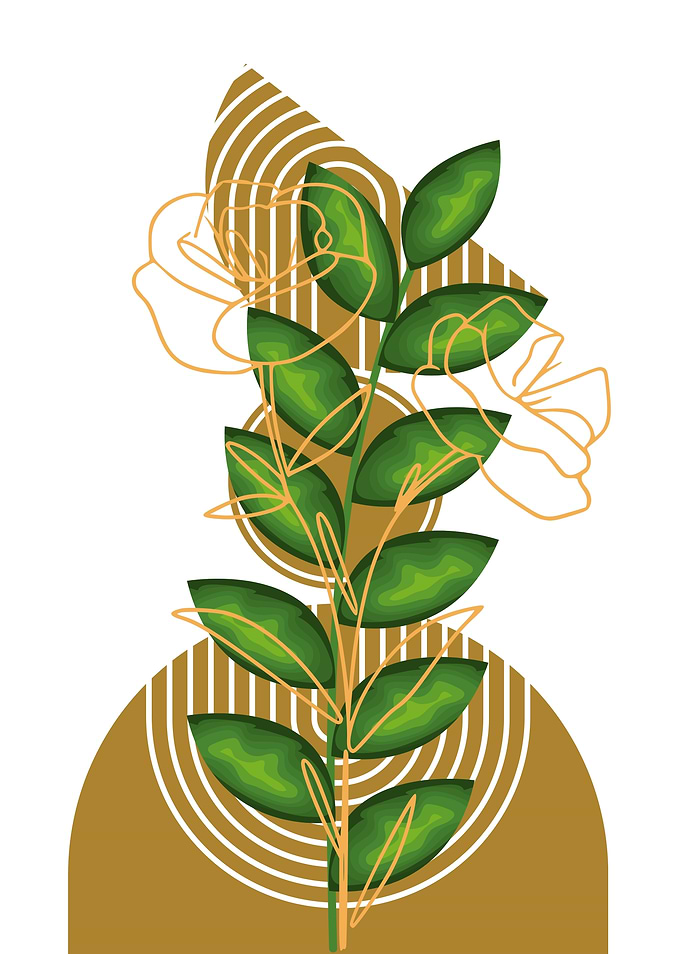 Botanical Art with Geometric Shapes
