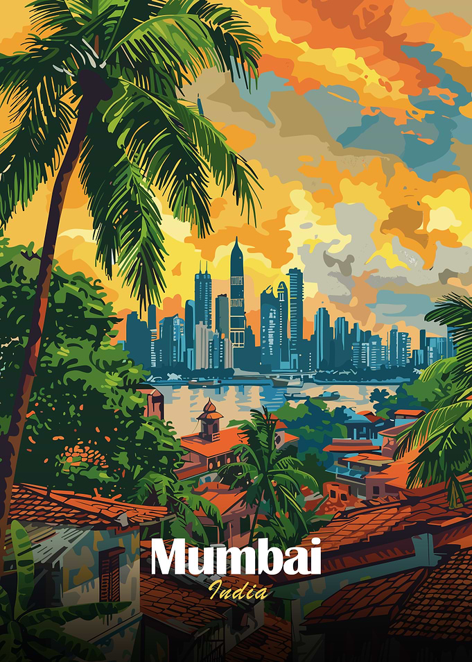 Mumbai India Skyline Art