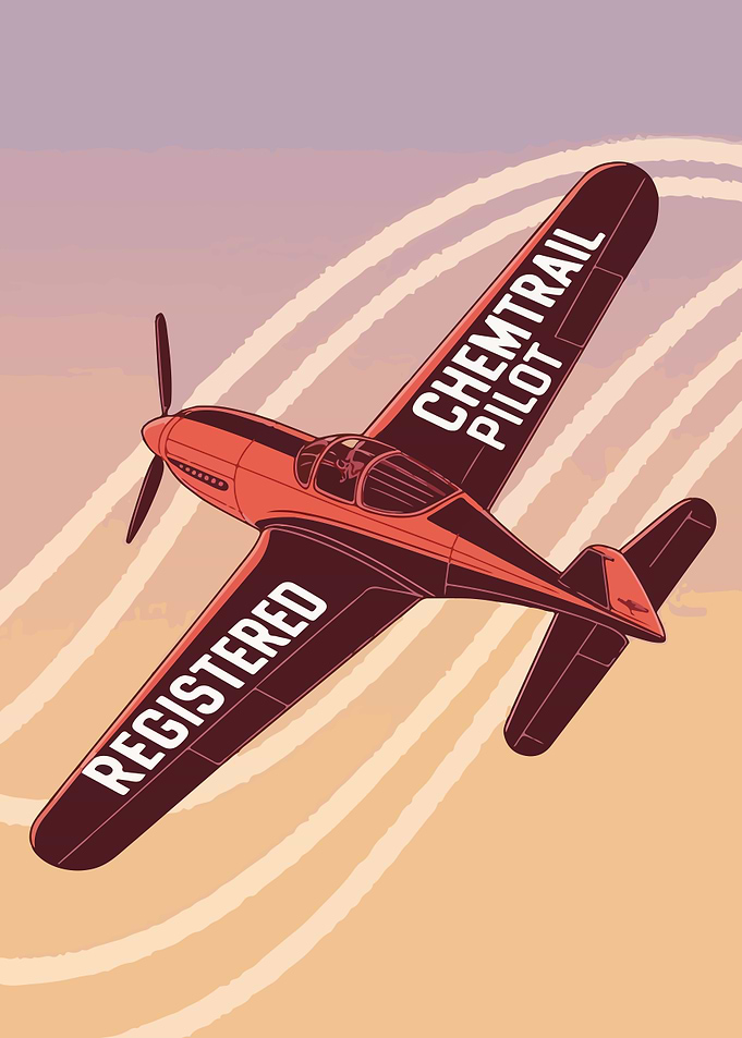 Chemtrail Pilot Airplane Illustration