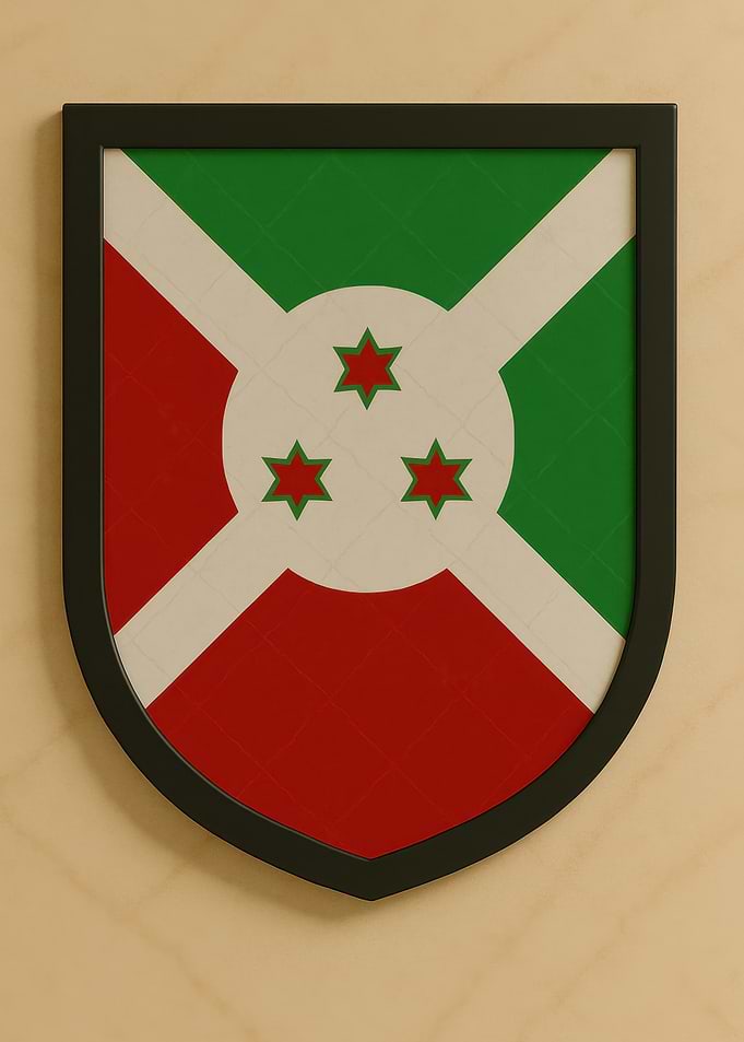 Burundi Flag Shield Framed - Marble look