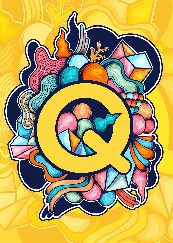 Letter Q Abstract Colorful Illustration