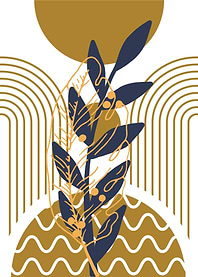 Abstract Botanical Art with Geometric Shapes