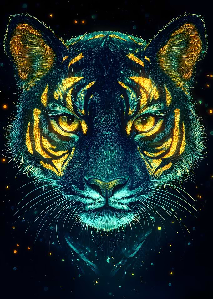 Glowing Tiger Portrait Animal