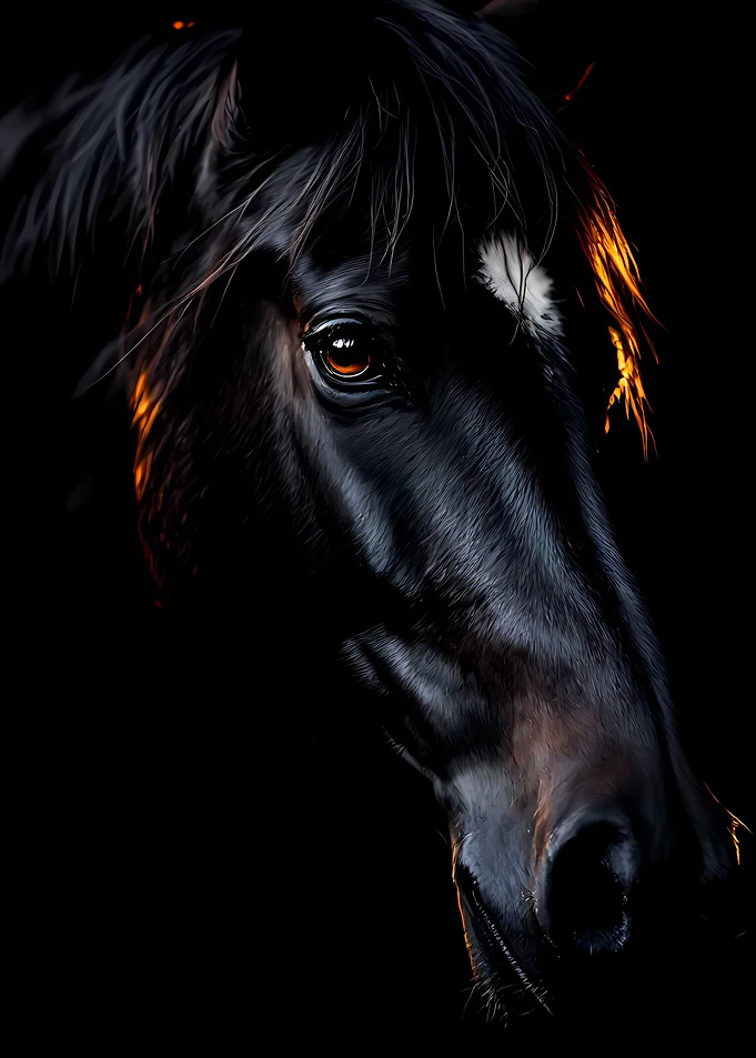 Dramatic Black Horse Portrait