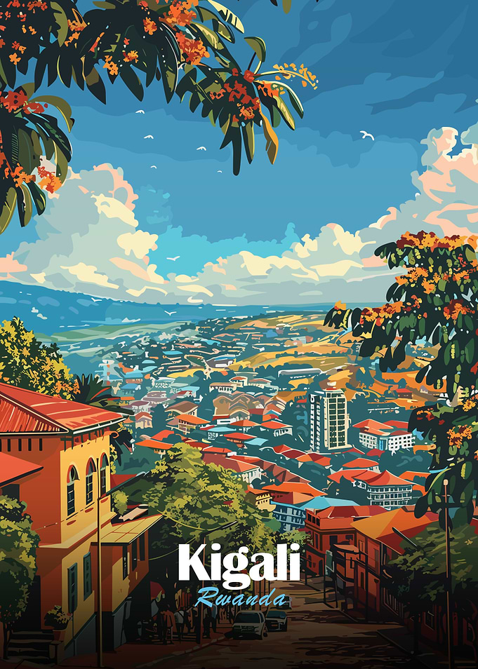 Kigali, Rwanda Cityscape Illustration