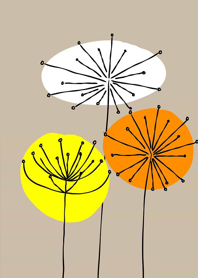 Abstract Floral Art with Circles