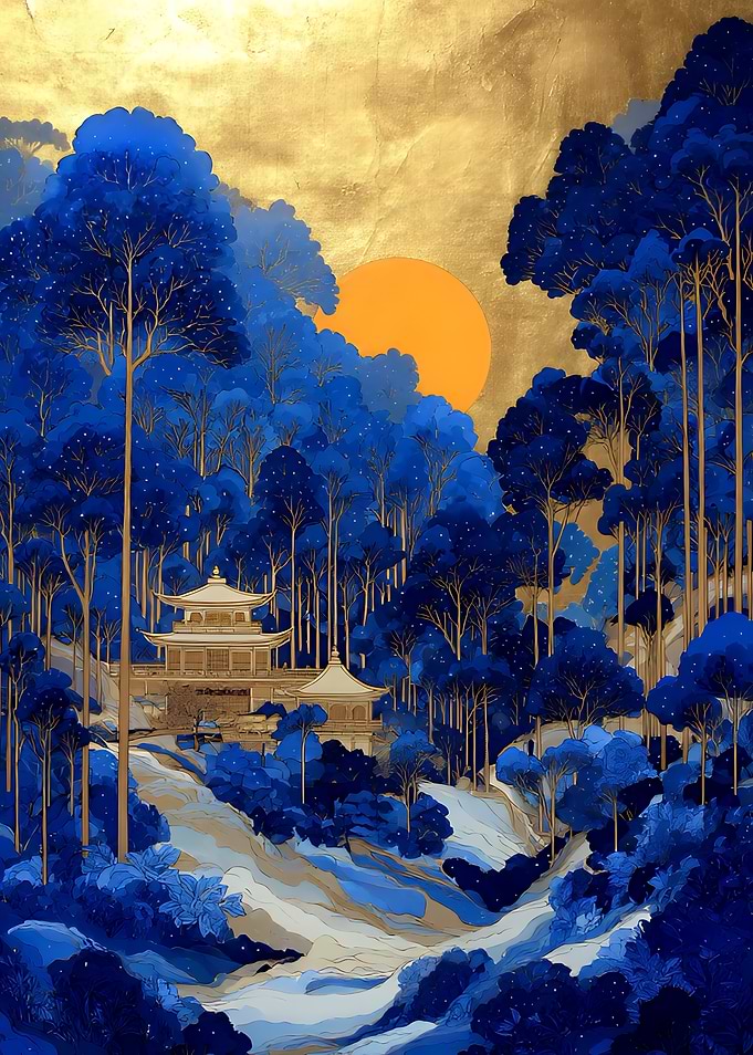Blue Forest with Golden Temple
