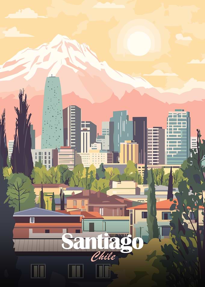 Santiago Chile Cityscape Illustration